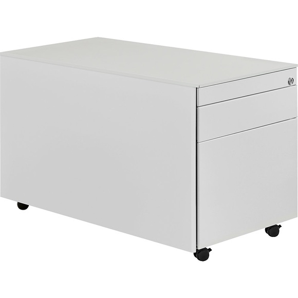 mauser Schubladencontainer mit Rollen HxT 520 x 800 mm, 1 Materialschub, 1 Hängeregistratur lichtgrau / lichtgrau / lichtgrau