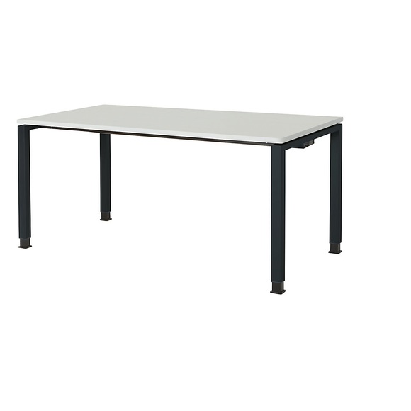 mauser Rechtecktisch, Fußform Quadratrohr HxBxT 680 - 760 x 1600 x 800 mm, Platte melaminharzbeschichtet Platte lichtgrau, Gestell anthrazitgrau