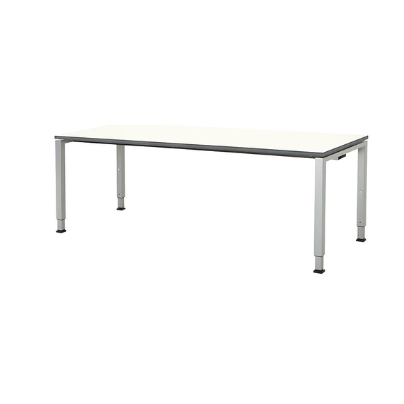 mauser Rechtecktisch, Fußform Quadratrohr HxBxT 650 - 850 x 2000 x 800 mm, Platte melaminharzbeschichtet Platte weiß, Gestell alufarben
