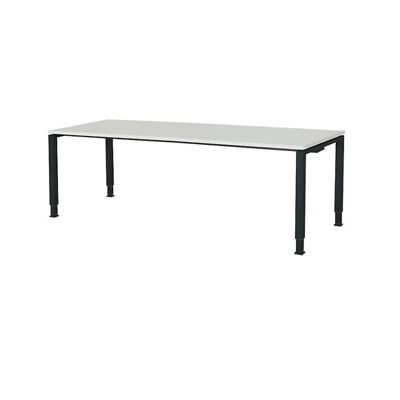 mauser Rechtecktisch, Fußform Quadratrohr HxBxT 650 - 850 x 2000 x 800 mm, Platte melaminharzbeschichtet Platte lichtgrau, Gestell anthrazitgrau