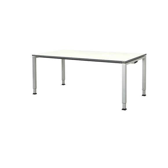 mauser Rechtecktisch, Fußform Quadratrohr HxBxT 650 - 850 x 1800 x 900 mm, Platte melaminharzbeschichtet Platte weiß, Gestell alufarben