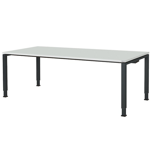 mauser Rechtecktisch, Fußform Quadratrohr HxBxT 650 - 850 x 2000 x 900 mm, Platte melaminharzbeschichtet Platte lichtgrau, Gestell anthrazitgrau