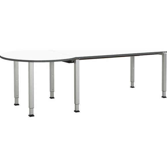 mauser Rechtecktisch BxT 1600 x 800 mm, Ballonansatz links Platte weiß, Gestell alusilber