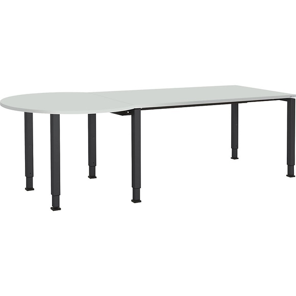 mauser Rechtecktisch BxT 1600 x 800 mm, Ballonansatz links Platte lichtgrau, Gestell anthrazitgrau