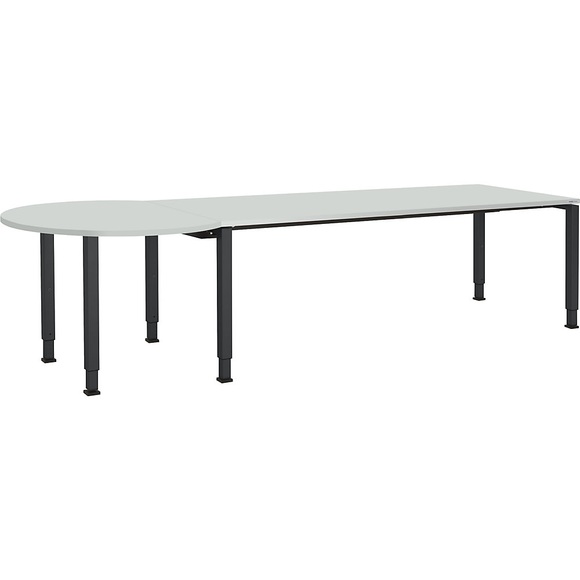 mauser Rechtecktisch BxT 2000 x 800 mm, Ballonansatz links Platte lichtgrau, Gestell anthrazitgrau