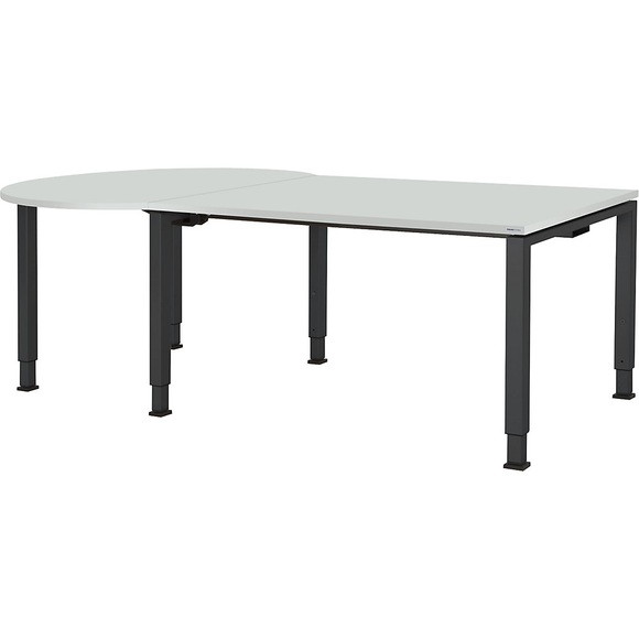mauser Rechtecktisch BxT 1600 x 900 mm, Ballonansatz links Platte lichtgrau, Gestell anthrazitgrau