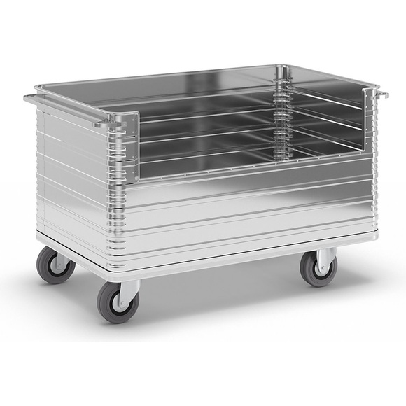 ZARGES Alu-Kastenwagen Inhalt 945 l mit 250 mm tiefem Seitenwandausschnitt