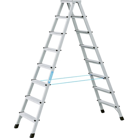 ZARGES Profi-Stufenleiter, eloxiert beidseitig begehbar 2 x 8 Stufen