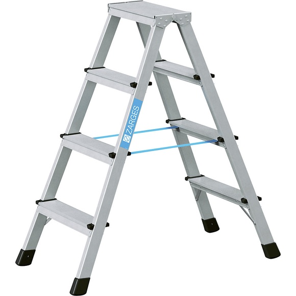 ZARGES Profi-Stufenleiter, eloxiert beidseitig begehbar 2 x 4 Stufen