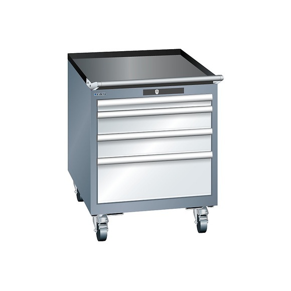 Lista Schubladenschrank, Breite 564 mm, fahrbar 4 Schubladen, HxT 723 x 725 mm grau metallic / lichtgrau