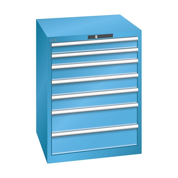 Lista Schubladenschrank, 7 Schubladen BxTxH 717 x 725 x 850 mm, Tragkraft 75 kg lichtblau