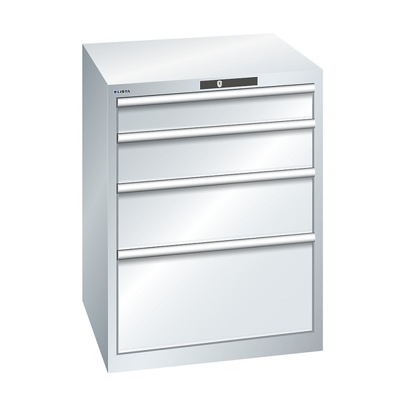 Lista Schubladenschrank, 4 Schubladen BxTxH 717 x 725 x 850 mm lichtgrau, Schubladentragkraft 200 kg