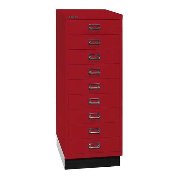 BISLEY MultiDrawer™ 39er Serie mit Sockel, DIN A3, 9 Schubladen kardinalrot