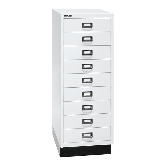 BISLEY MultiDrawer™ 39er Serie mit Sockel, DIN A3, 9 Schubladen verkehrsweiß
