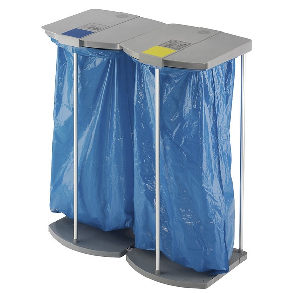 Hailo Müllsackständer-Set ProfiLine WS mit 250 blauen Wertstoffsäcken Gestell 2 x 120 l, HxBxT 1000 x 880 x 450 mm stationär