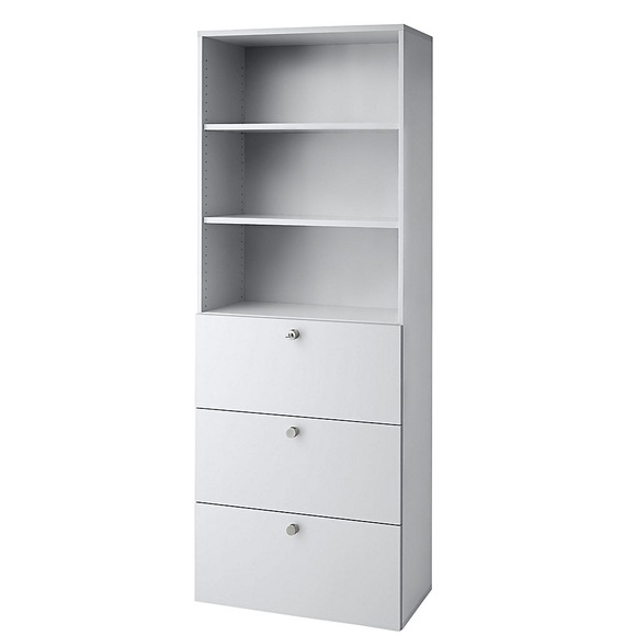 office akktiv ANNY - Kombi-Schrank 2 Fachböden, 3 Hängeregistraturschübe lichtgrau / lichtgrau