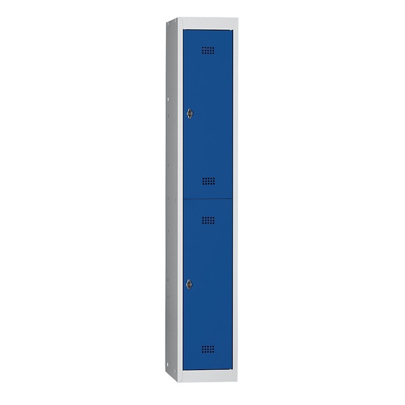 Wolf Stahlspind, zerlegt 2 Abteile, Höhe 840 mm, Breite 300 mm, 1 Kleiderstange Grundelement, lichtgrau / enzianblau