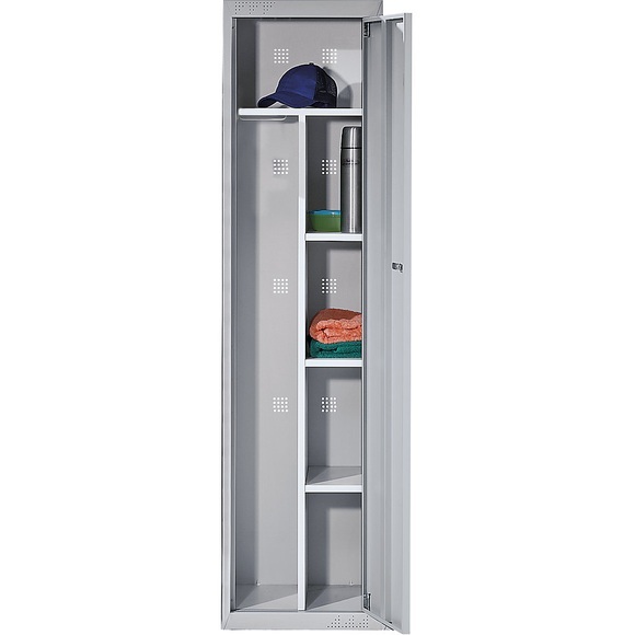 QUIPO Stahlschrank 1 Hutboden, 3 Fachböden lichtgrau, Grundelement