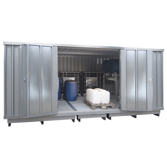 Gefahrstoff-Lagercontainer für gewässergefährdende Medien Außen-HxBxT 2605 x 5075 x 4330 mm verzinkt