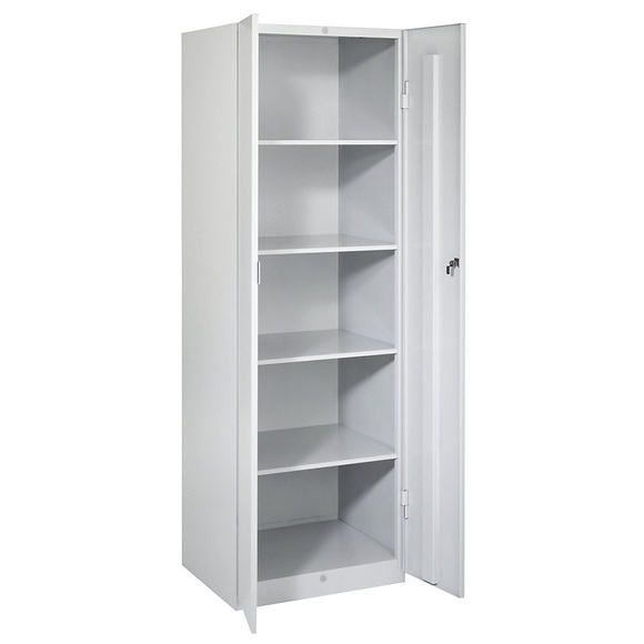Wolf Stahlschrank Breite 600 mm, 4 Böden Türen lichtgrau