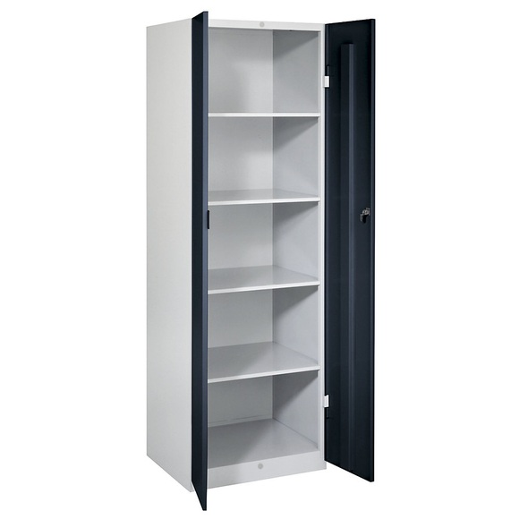 Wolf Stahlschrank Breite 600 mm, 4 Böden Türen tiefschwarz