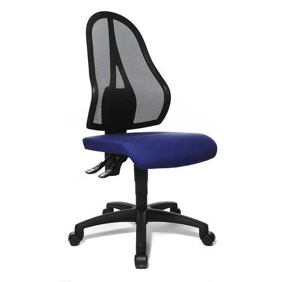 Topstar Bürodrehstuhl Netzrückenlehne schwarz, ohne Armlehnen Sitzbezug royalblau