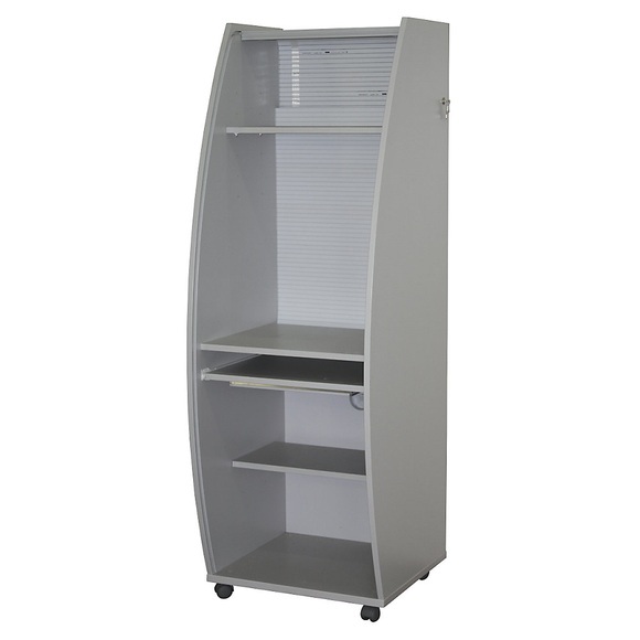 office akktiv Computerschrank mit Kunststoffrollladen, mobil Basic Variante, HxBxT 1785 x 600 x 630 mm 2 Fachböden BxT 560 x 300 mm