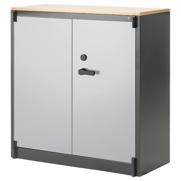 CP Stahlschrank, feuergeschützt 2 Fachböden verstellbar, Breite 1200 mm schwarzgrau / lichtgrau