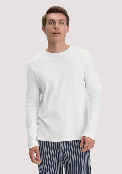 hessnatur Herren Langarmshirt Relaxed PURE NATURE aus Bio-Baumwolle - weiß Grösse48