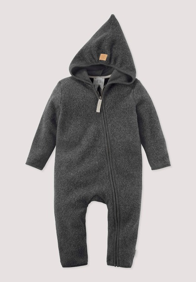 hessnatur Baby Fleece Overall aus Bio-Baumwolle - grau Grösse98