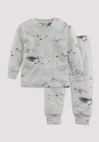 hessnatur Baby Pyjama aus Bio-Baumwolle - grau Grösse98/104