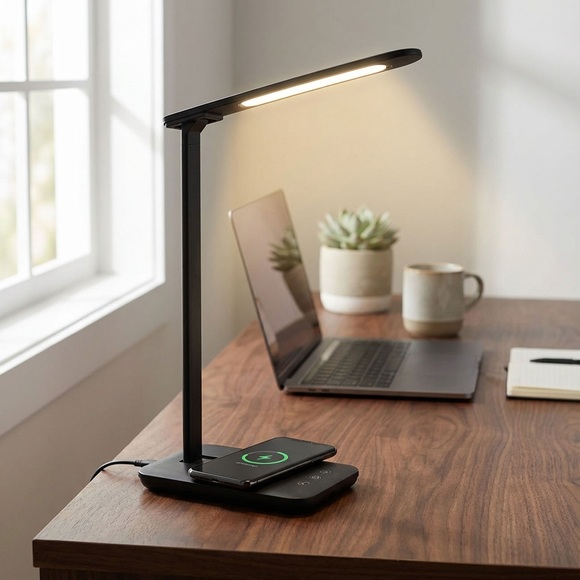 Denver LQI-105 LED-Tischleuchte, dim, CCT, USB, QI