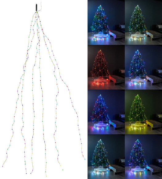 Lunartec Christbaum-Überwurf-Lichterkette, 240 bunte LEDs, 6 Girlanden, je 4 m