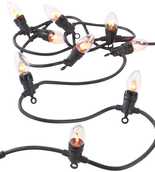 Lunartec Deko-Lichterkette mit 10 Glühbirnen in Flammen-Optik, IP44, 4,2 m