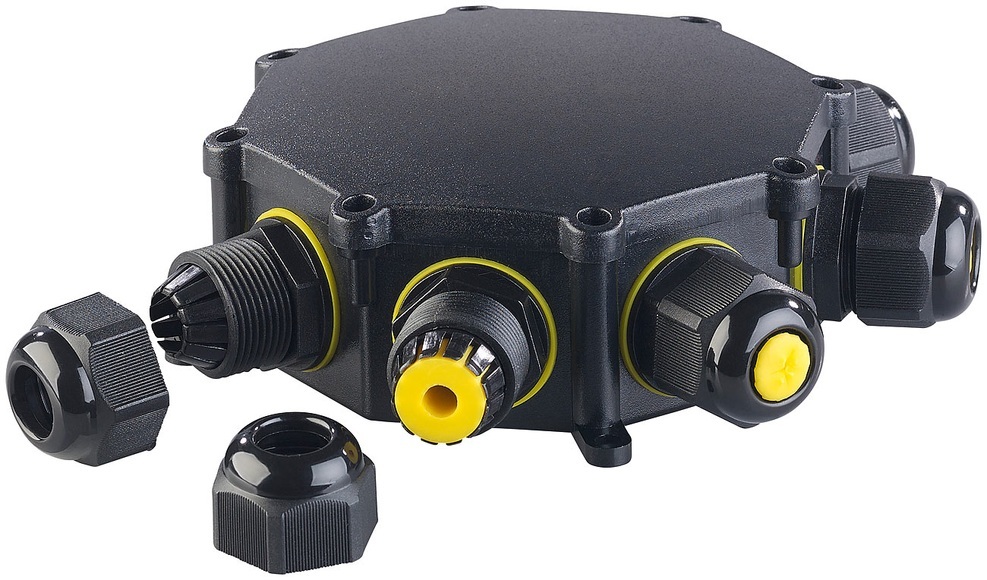 revolt Outdoor-Kabel-Verbindungsbox, 6-fach, für Kabel mit Ø 4 - 14 mm, IP68