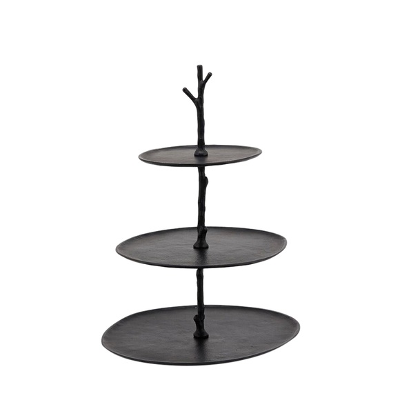 Aluminium 3 Teller Schwarz H: 47 cm