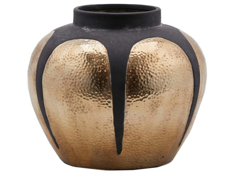 Gold-Schwarz Gehämmert H: 24 cm