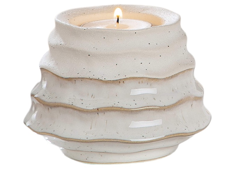 Windlicht Granito Weiss Stonelook H: 8 cm