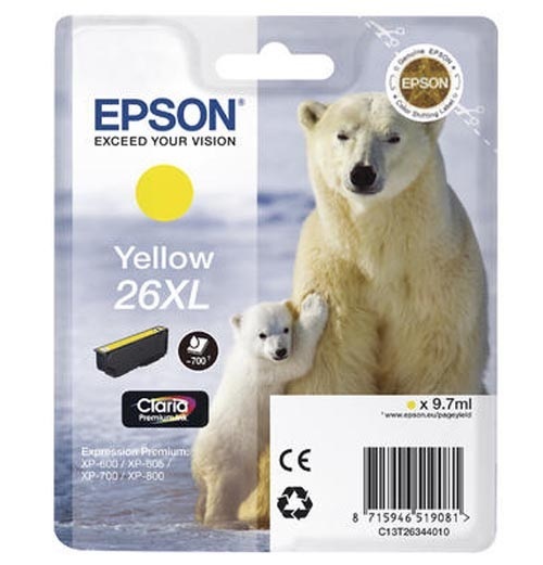 Original Tintenpatrone XL gelb Epson No. 26XL y, T2634