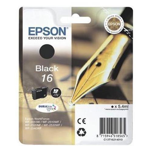 Original Tintenpatrone schwarz Epson No. 16 bk, T16214