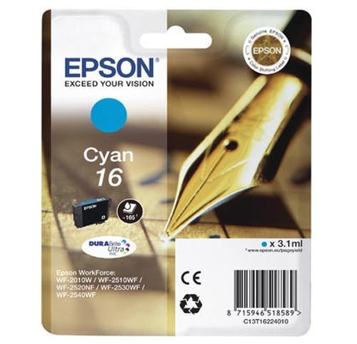Original Tintenpatrone cyan Epson No. 16 c, T16224