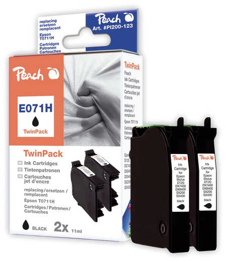 Peach Doppelpack schwarz kompatibel zu Epson T0711H, C13T07114H10