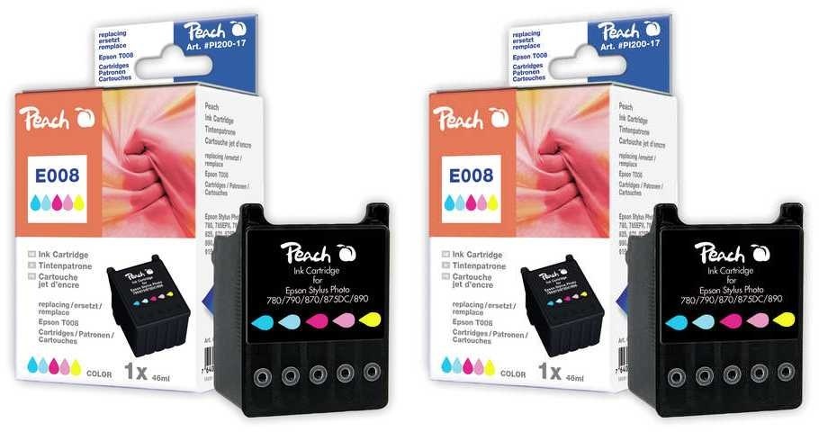 Peach Doppelpack Tintenpatronen color kompatibel zu Epson T008