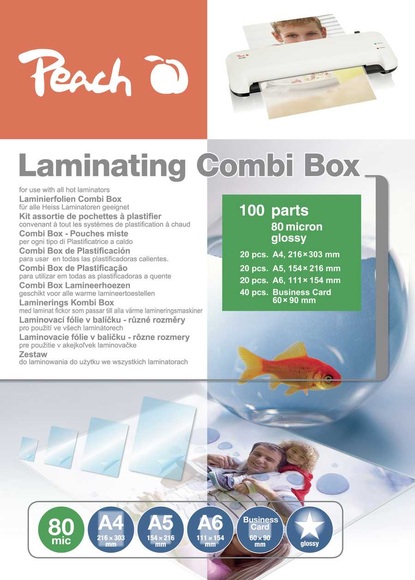 Peach Laminierfolien 100er Starterset, 80 mic, verschiedene Grössen