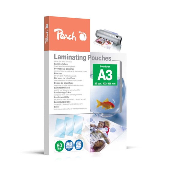 Peach Laminierfolien A3, 80 mic, glänzend, PPR080-01, 25 Stk.