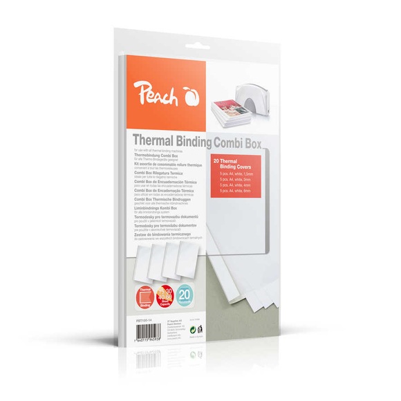 Peach Thermobindemappen Combi Box für 20 Bindemappen (je 15-60 Blatt A4, weiss) - PBT100-14