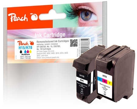 Peach Spar Pack Druckköpfe kompatibel zu HP No. 15, C6615D, No. 78, C6578D