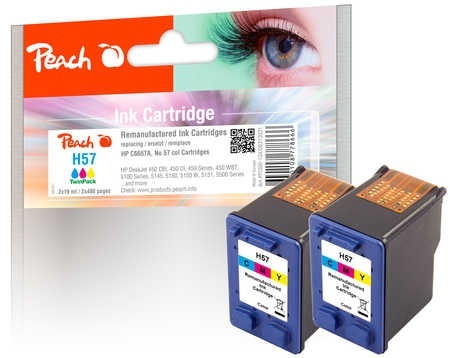 Peach Doppelpack Druckköpfe color kompatibel zu HP No. 57, C6657AE