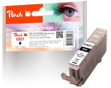 Peach XL-Tintenpatrone foto schwarz kompatibel zu Canon CLI-521bk, 2933B001