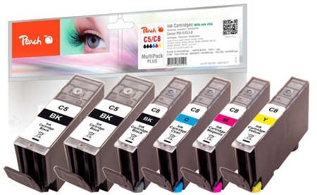 Peach Spar Pack Plus Tintenpatronen kompatibel zu Canon CLI-8, 2xPGI-5